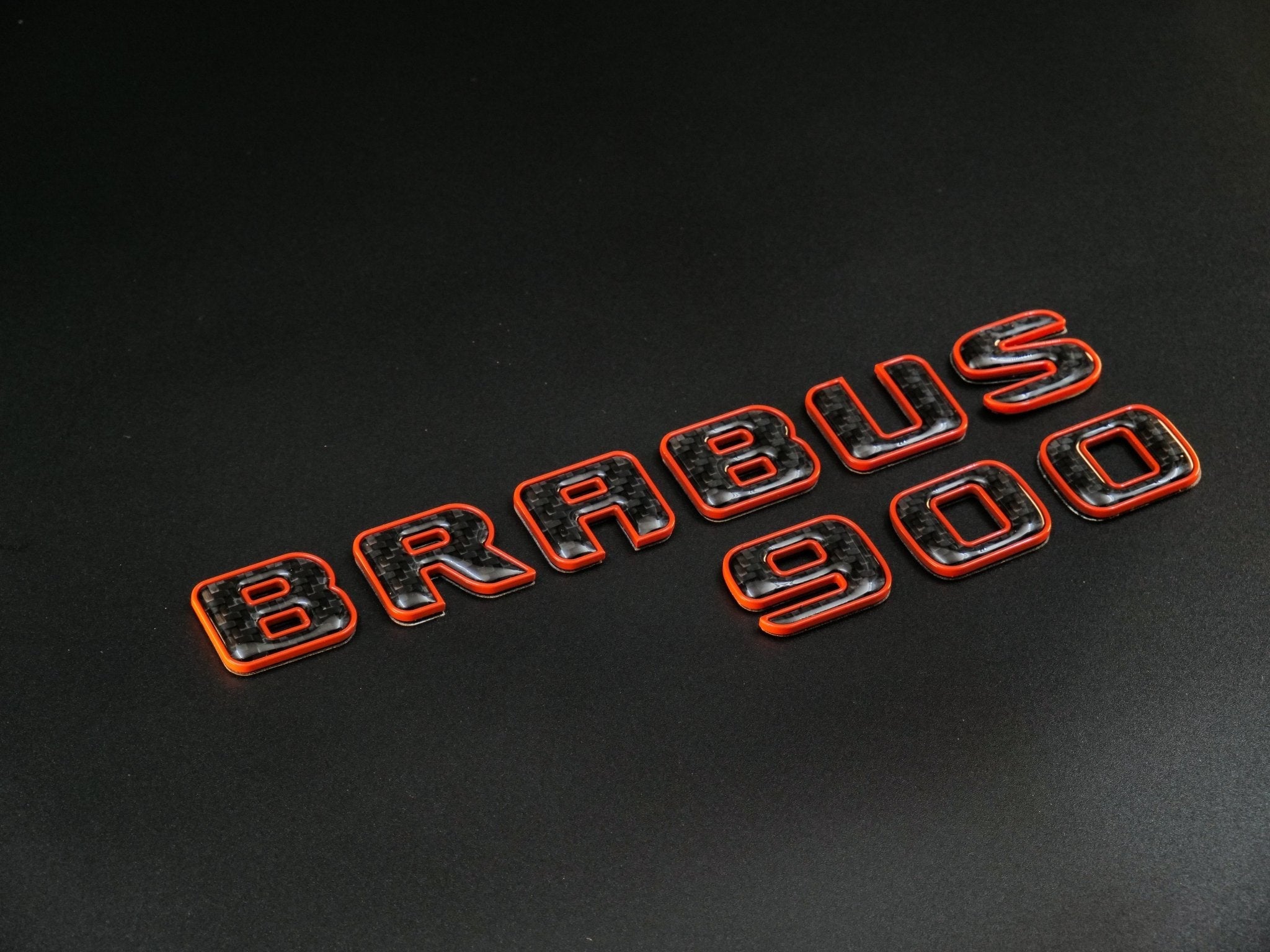 Brabus 900 emblem logo orange metal with carbon for Mercedes-Benz W463 W463A W465 G-Class - Custom Class