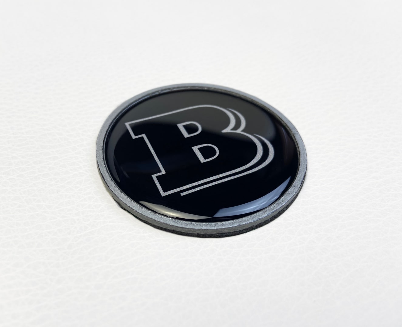 Brabus badge logo emblem 55mm 2-component grey metal for hood trunk for Mercedes-Benz G-Wagon G-Class W463 W463A - Custom Class