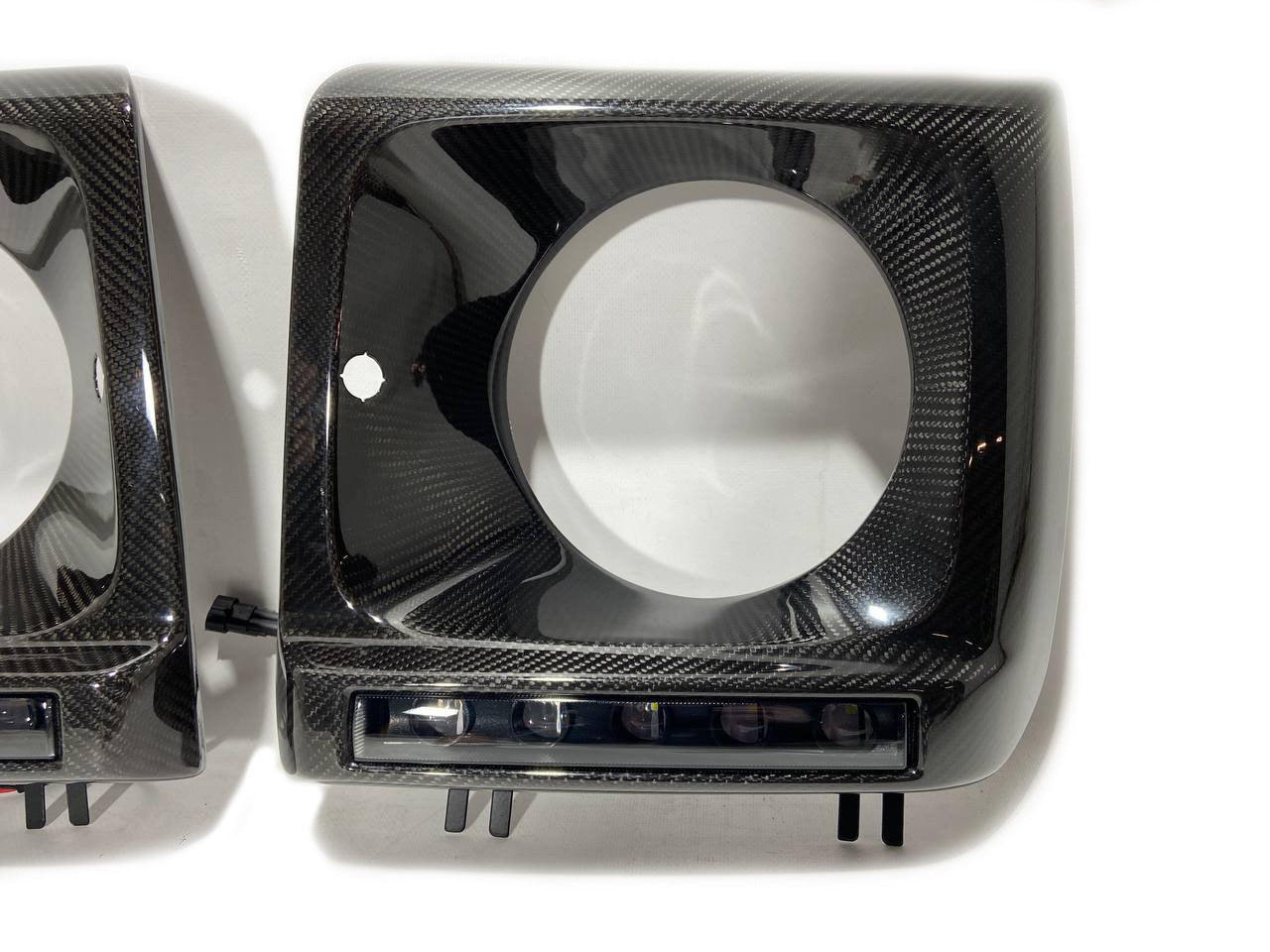 Brabus Carbon Front Headlight Covers with LEDs for Mercedes W463 G Wagon - Custom Class