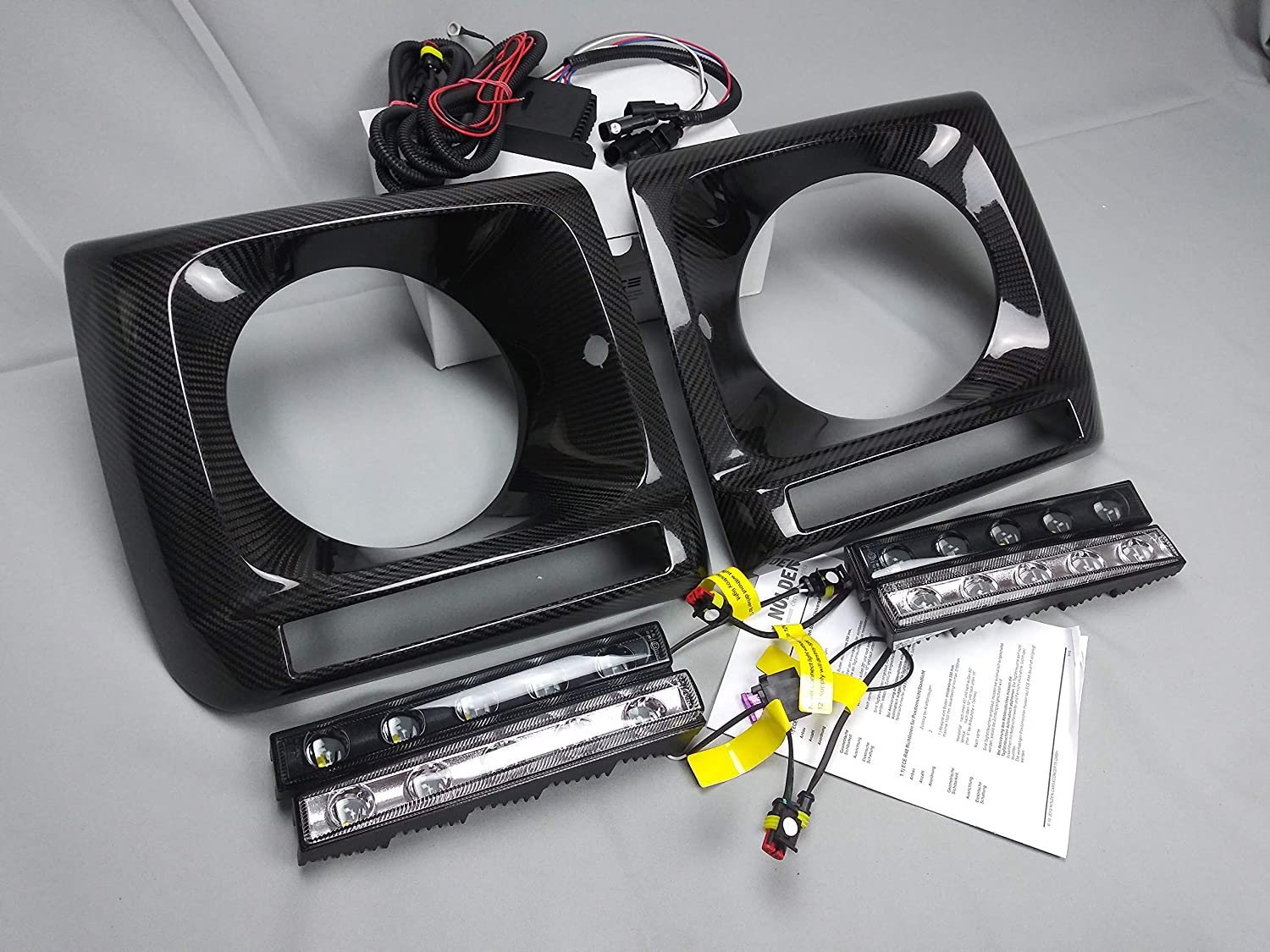 Brabus Carbon Front Headlight Covers with LEDs for Mercedes W463 G Wagon - Custom Class