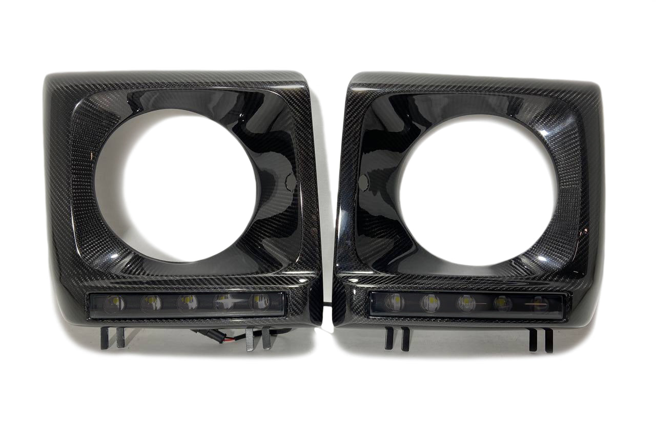 Brabus Carbon Front Headlight Covers with LEDs for Mercedes W463 G Wagon - Custom Class