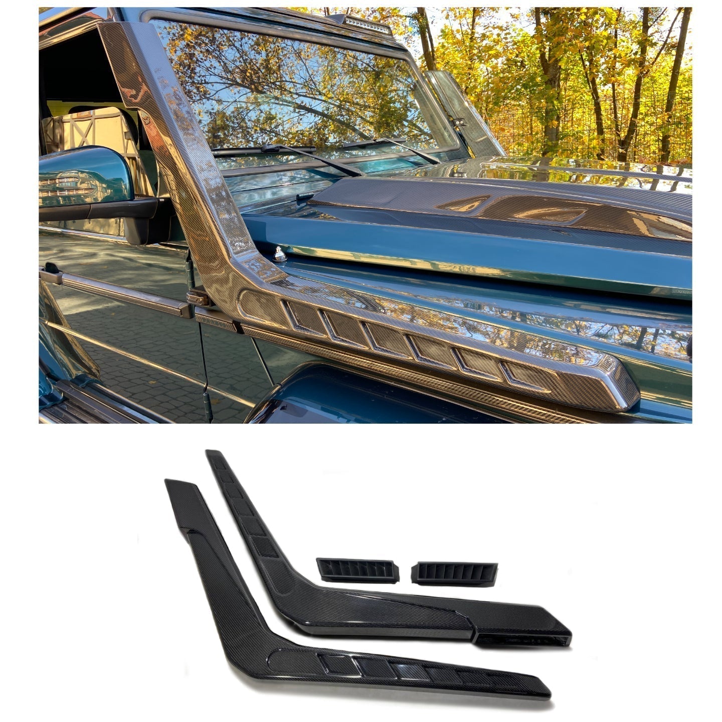 Brabus carbon snorkels with badges air intake for Mercedes W463 G Wagon - Custom Class