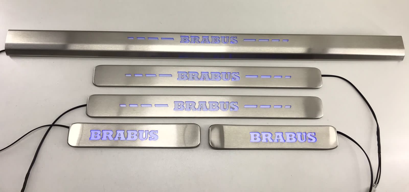 Brabus chrome door sills blue LED Illuminated 5 pcs for Mercedes-Benz W463A W464 G-Class - Custom Class