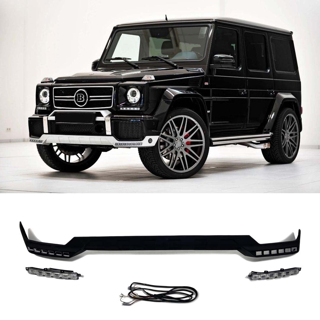 Brabus Fiberglass Front Bumper Diffuser with LED Lights for Mercedes-Benz G-Wagon W463 G63 - Custom Class