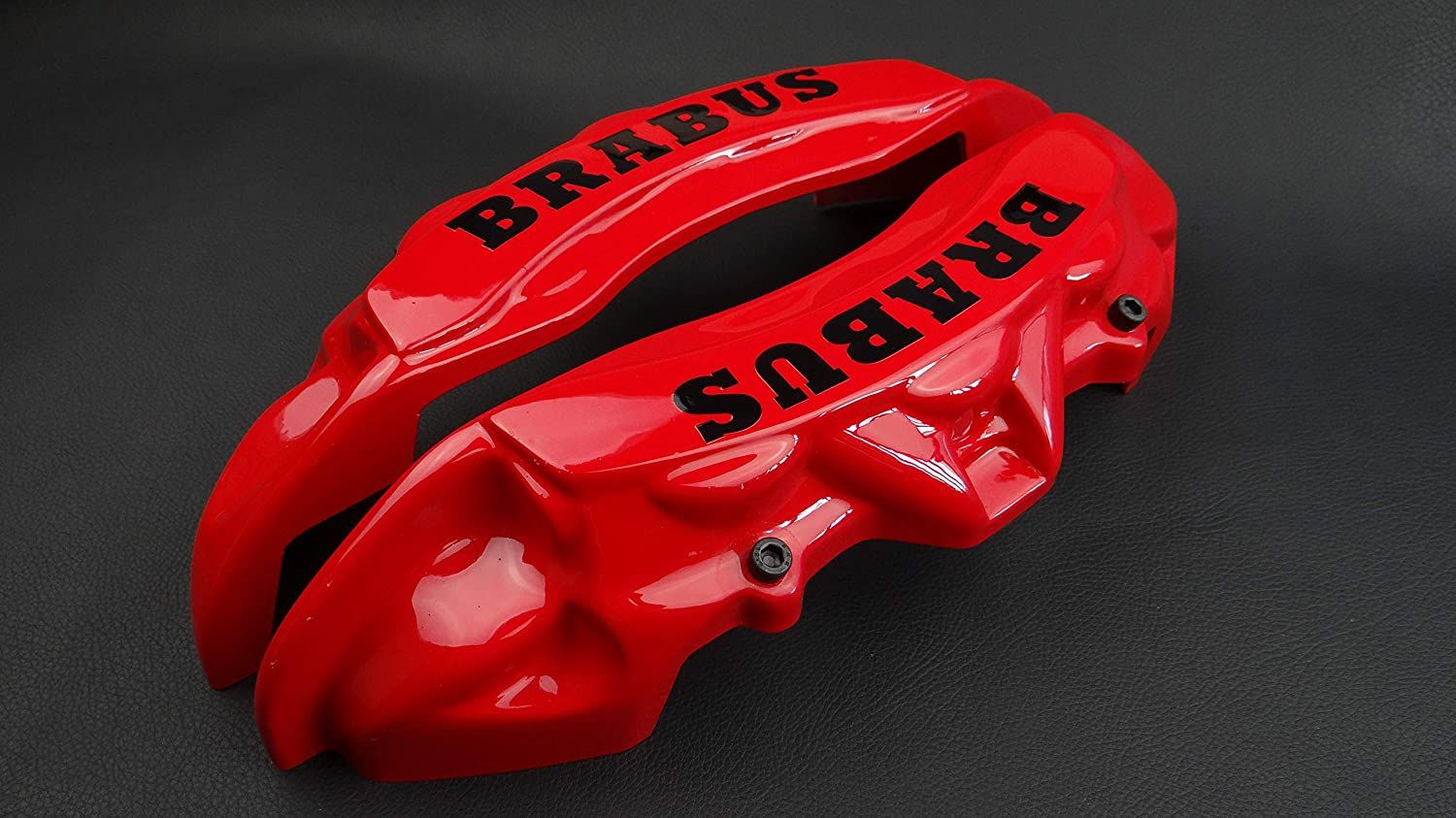 Brabus red disc caliper covers, 4-piece set for Mercedes-Benz G-Wagon W463 from Custom Class, offering bold and sporty decorative styling.