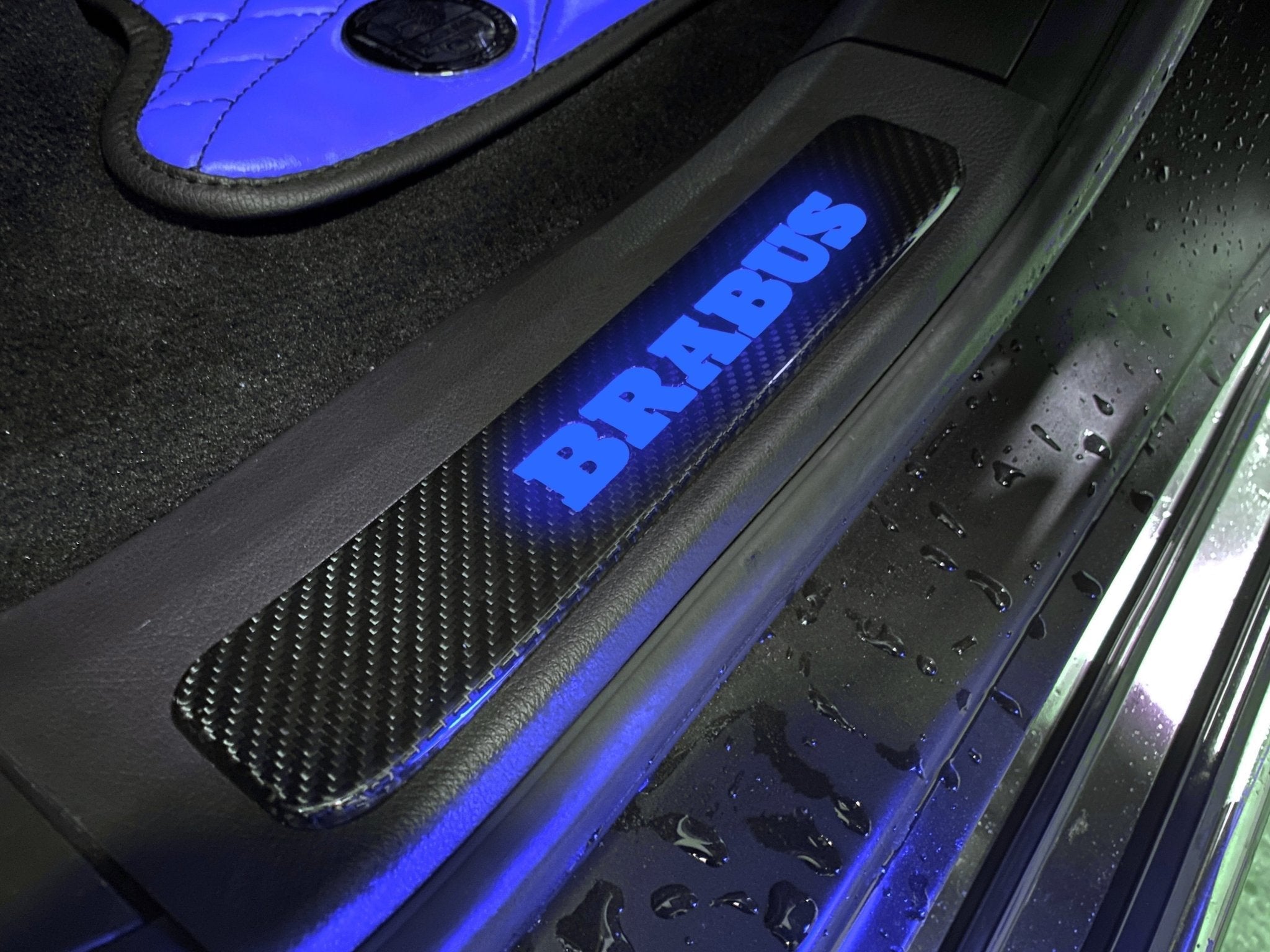 Brabus style Carbon Fiber Door Sills LED blue illuminated for Mercedes-Benz w463a w464 G Wagon - Custom Class