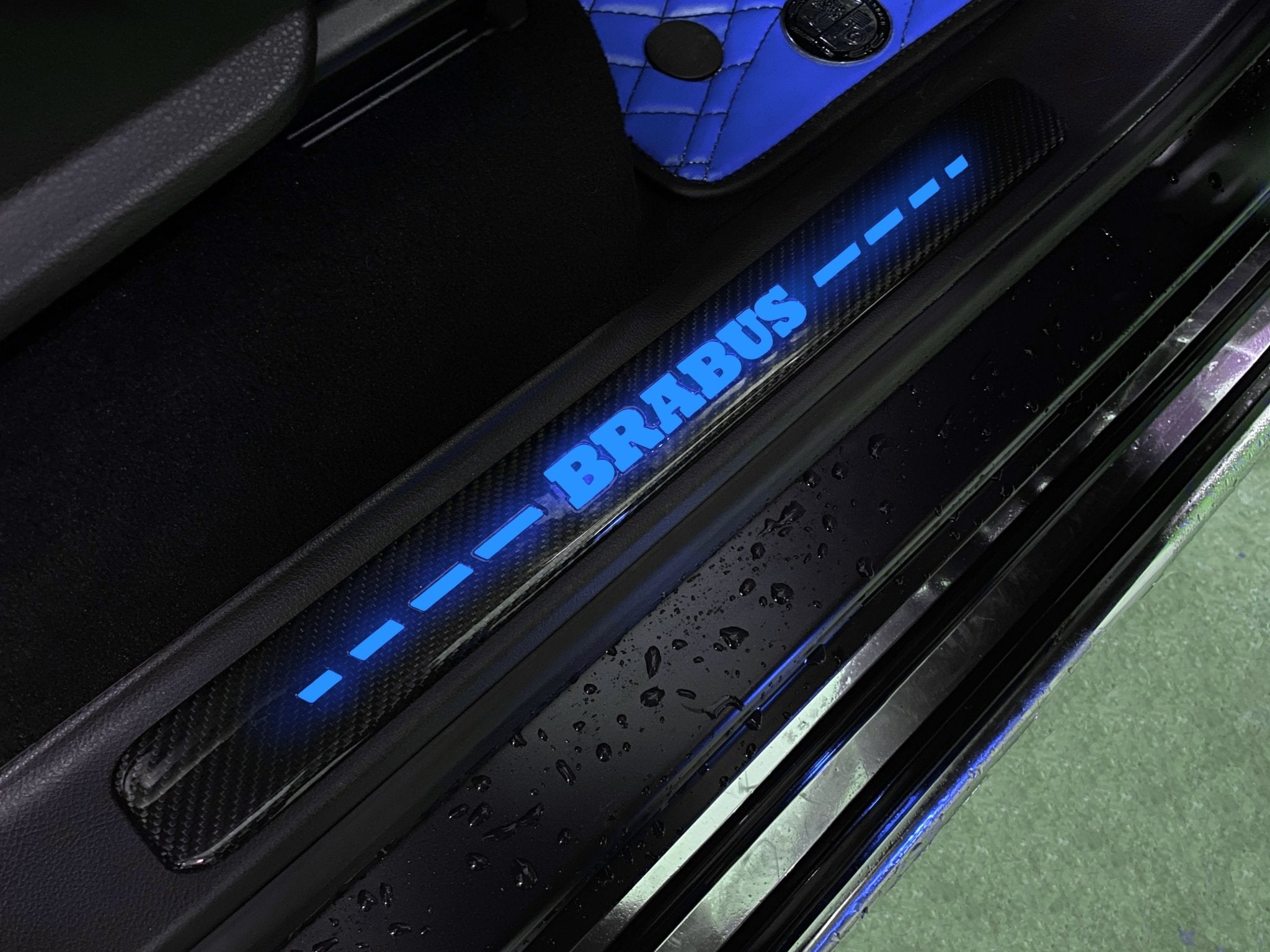 Brabus style Carbon Fiber Door Sills LED blue illuminated for Mercedes-Benz w463a w464 G Wagon - Custom Class
