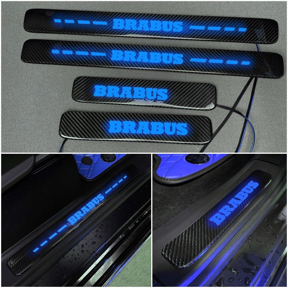 Brabus style Carbon Fiber Door Sills LED blue illuminated for Mercedes-Benz w463a w464 G Wagon - Custom Class