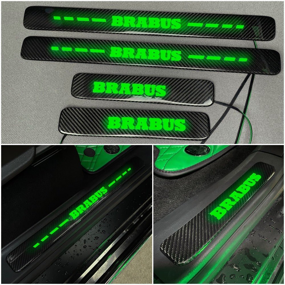 Brabus style Carbon Fiber Door Sills LED green illuminated for Mercedes-Benz w463a w464 G Wagon - Custom Class