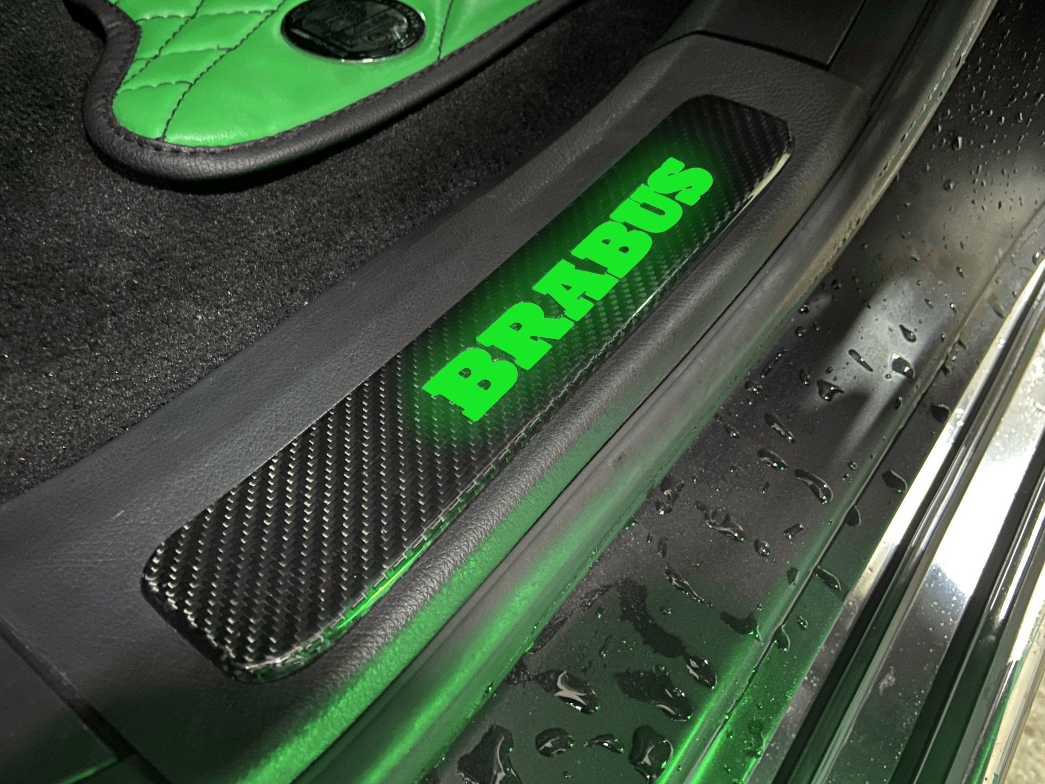 Brabus style Carbon Fiber Door Sills LED green illuminated for Mercedes-Benz w463a w464 G Wagon - Custom Class
