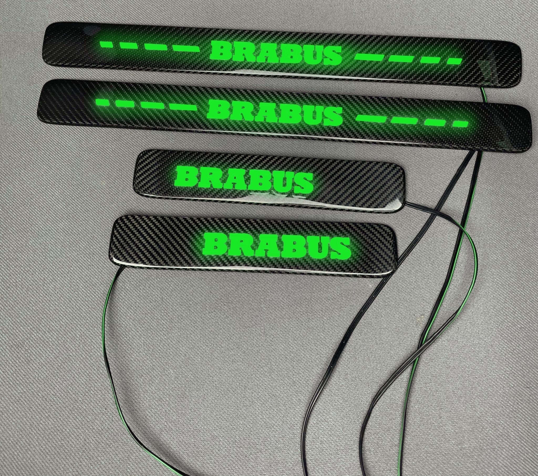 Brabus style Carbon Fiber Door Sills LED green illuminated for Mercedes-Benz w463a w464 G Wagon - Custom Class