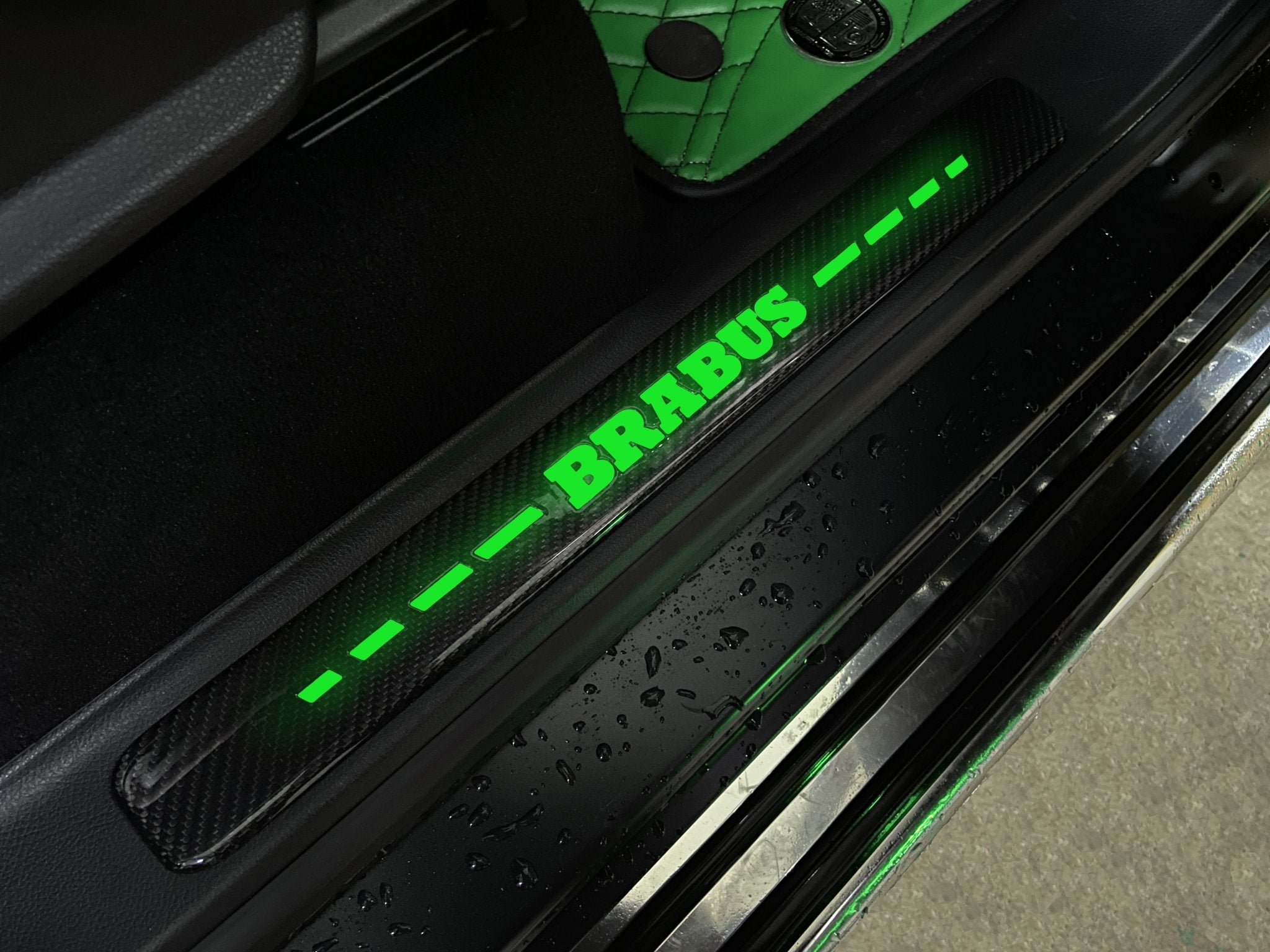 Brabus style Carbon Fiber Door Sills LED green illuminated for Mercedes-Benz w463a w464 G Wagon - Custom Class