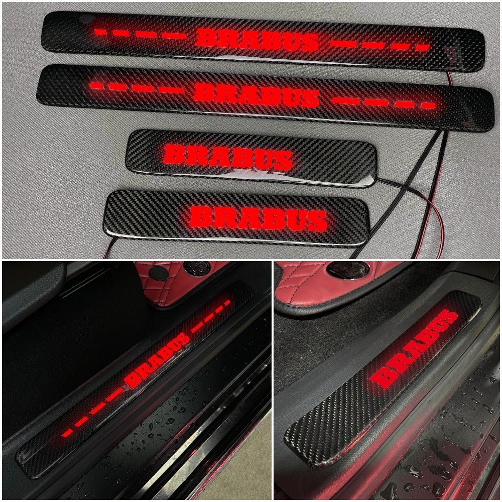Brabus style Carbon Fiber Door Sills LED red illuminated for Mercedes-Benz w463a w464 G Wagon - Custom Class