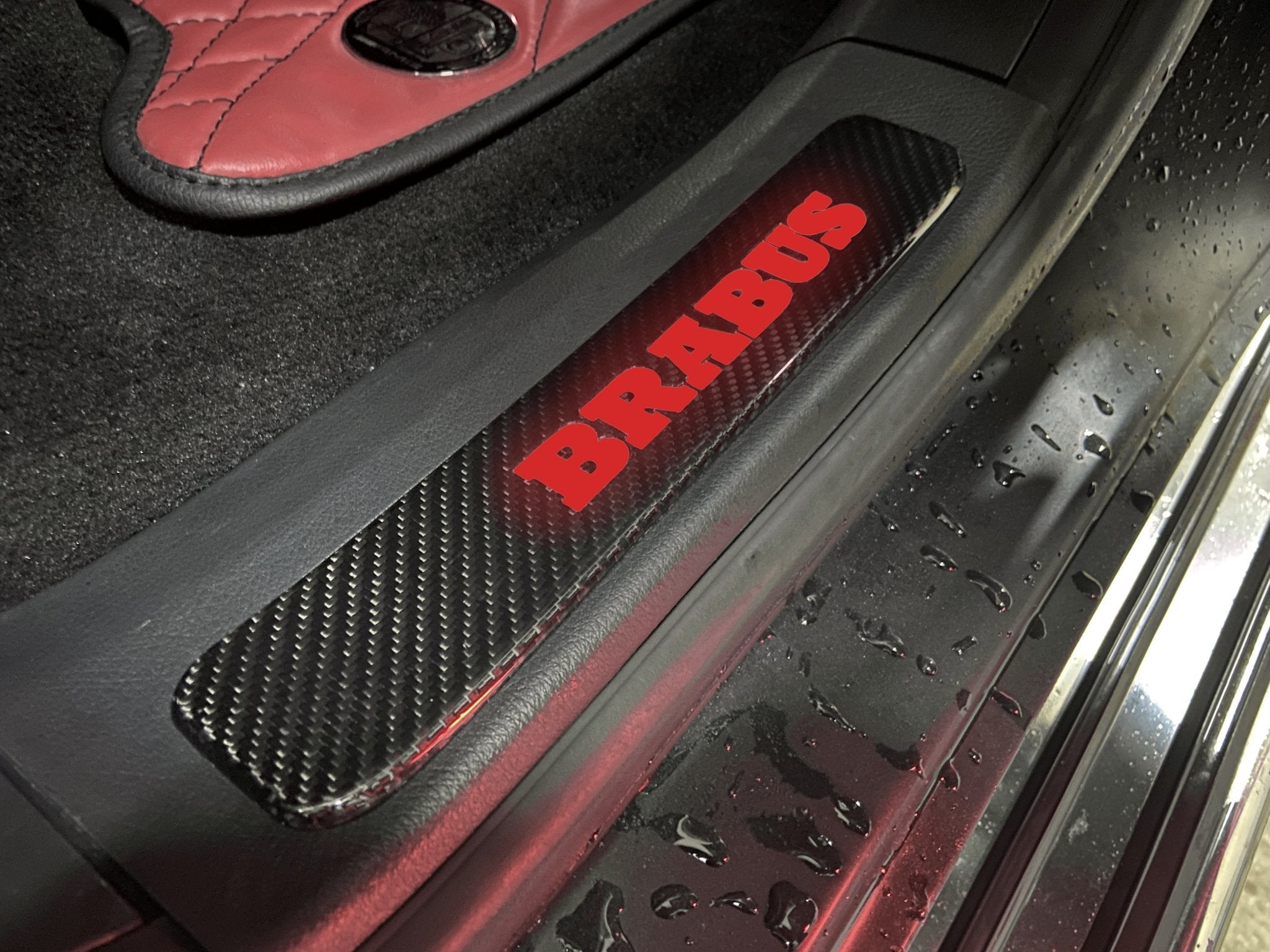 Brabus style Carbon Fiber Door Sills LED red illuminated for Mercedes-Benz w463a w464 G Wagon - Custom Class