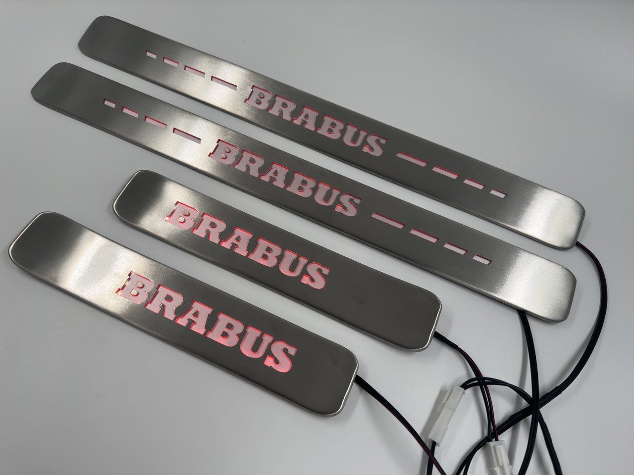 Brabus style Door Sills Metal Red LED Illumination 4 pcs for Mercedes-Benz G-Wagon w463a w464 - Custom Class