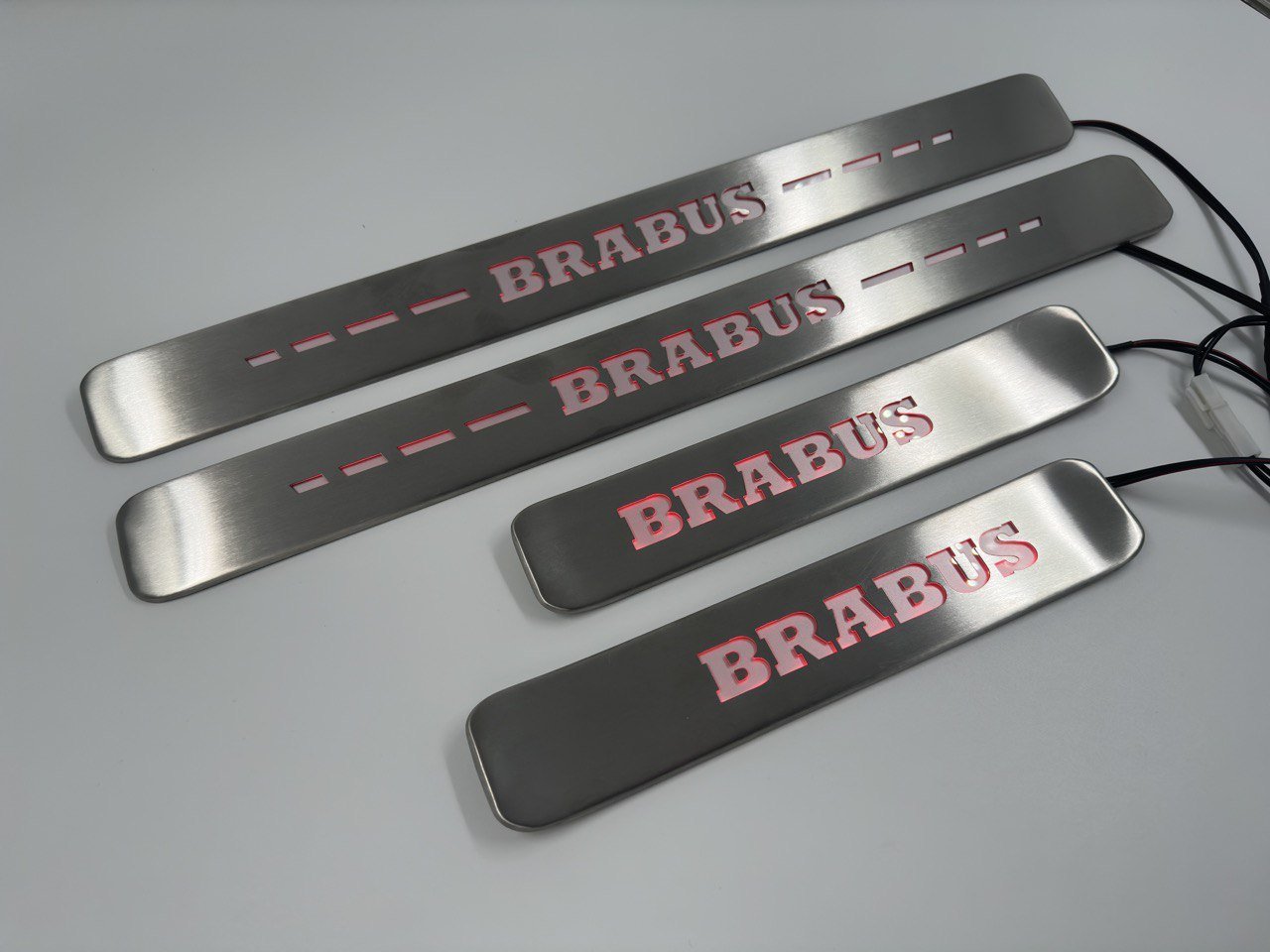 Brabus style Door Sills Metal Red LED Illumination 4 pcs for Mercedes-Benz G-Wagon w463a w464 - Custom Class
