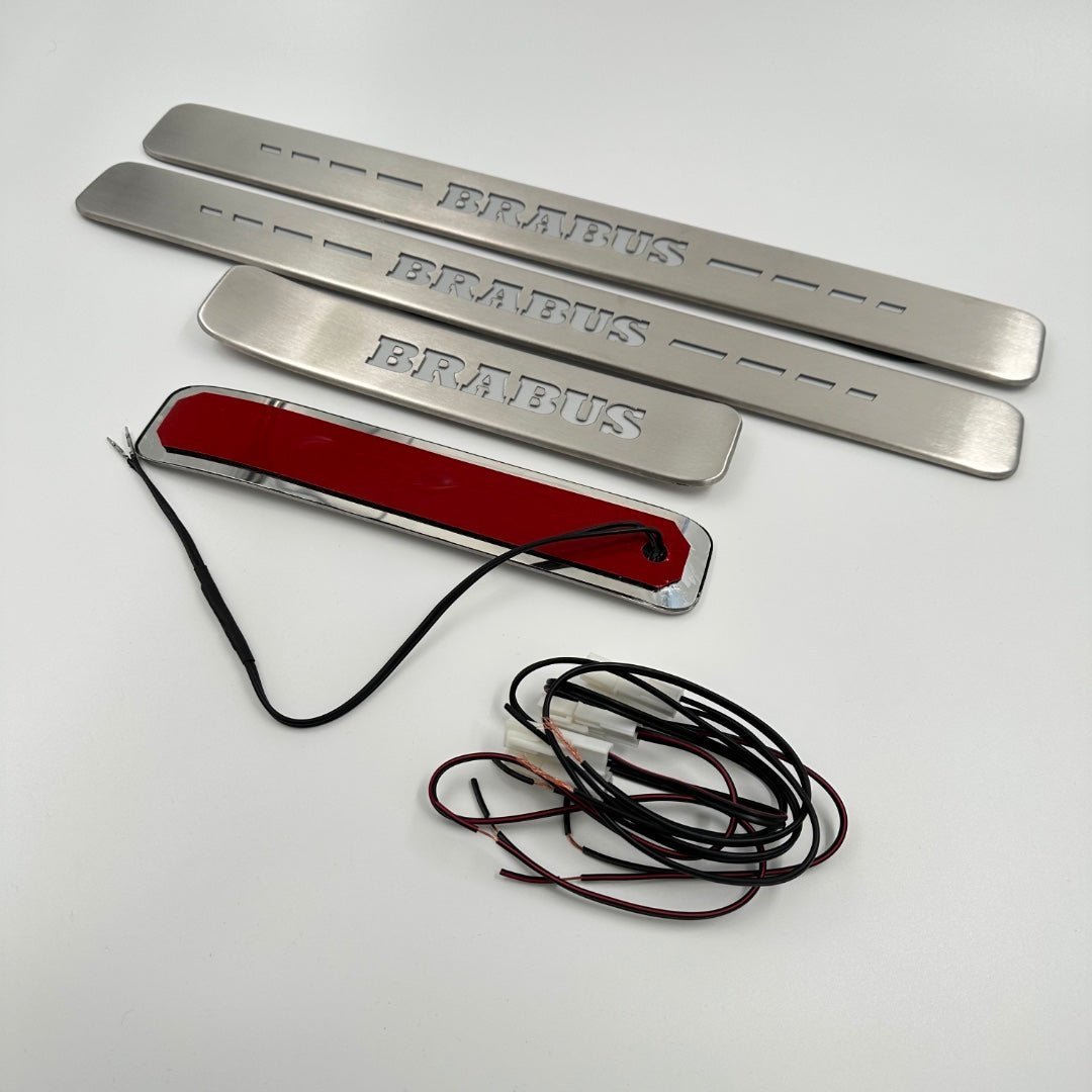 Brabus style Door Sills Metal Red LED Illumination 4 pcs for Mercedes-Benz G-Wagon w463a w464 - Custom Class