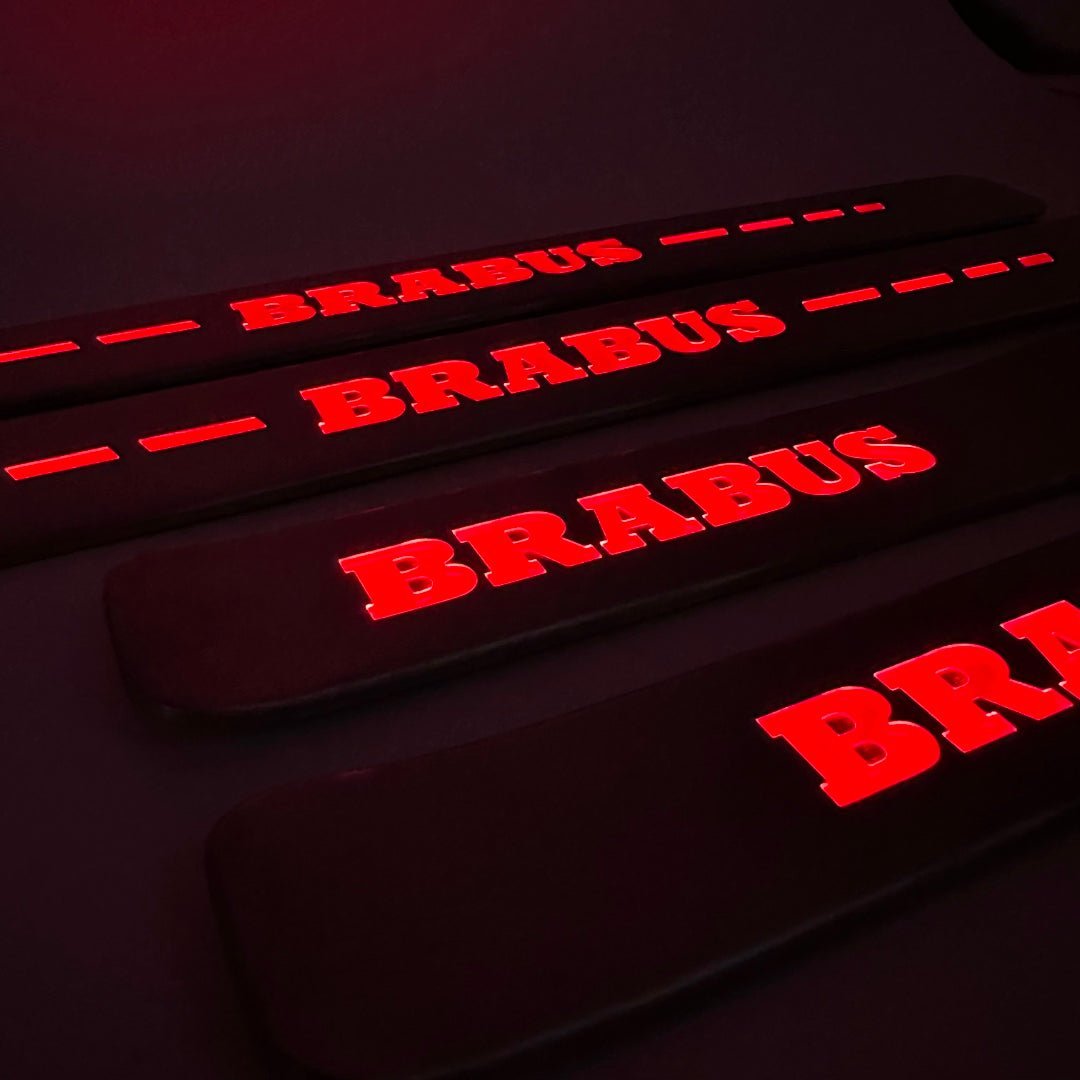 Brabus style Door Sills Metal Red LED Illumination 4 pcs for Mercedes-Benz G-Wagon w463a w464 - Custom Class