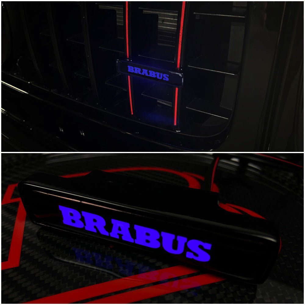 Brabus style Front Grille Blue LED Illuminated Logo Badge Emblem for Mercedes Benz G-Wagon G-Class W463 W463A W465 - Custom Class
