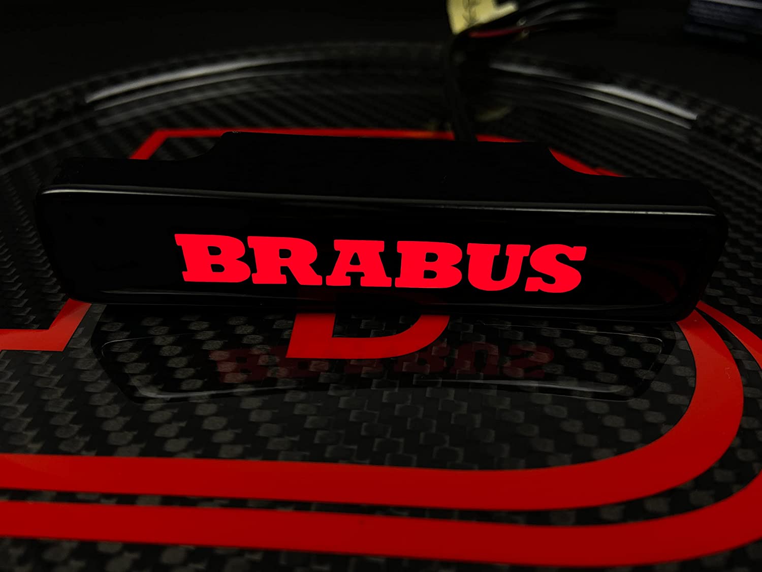 Brabus style Front Grille Red LED Illuminated Logo Badge Emblem for Mercedes Benz G-Wagon G-Class W463 W463A W465 - Custom Class