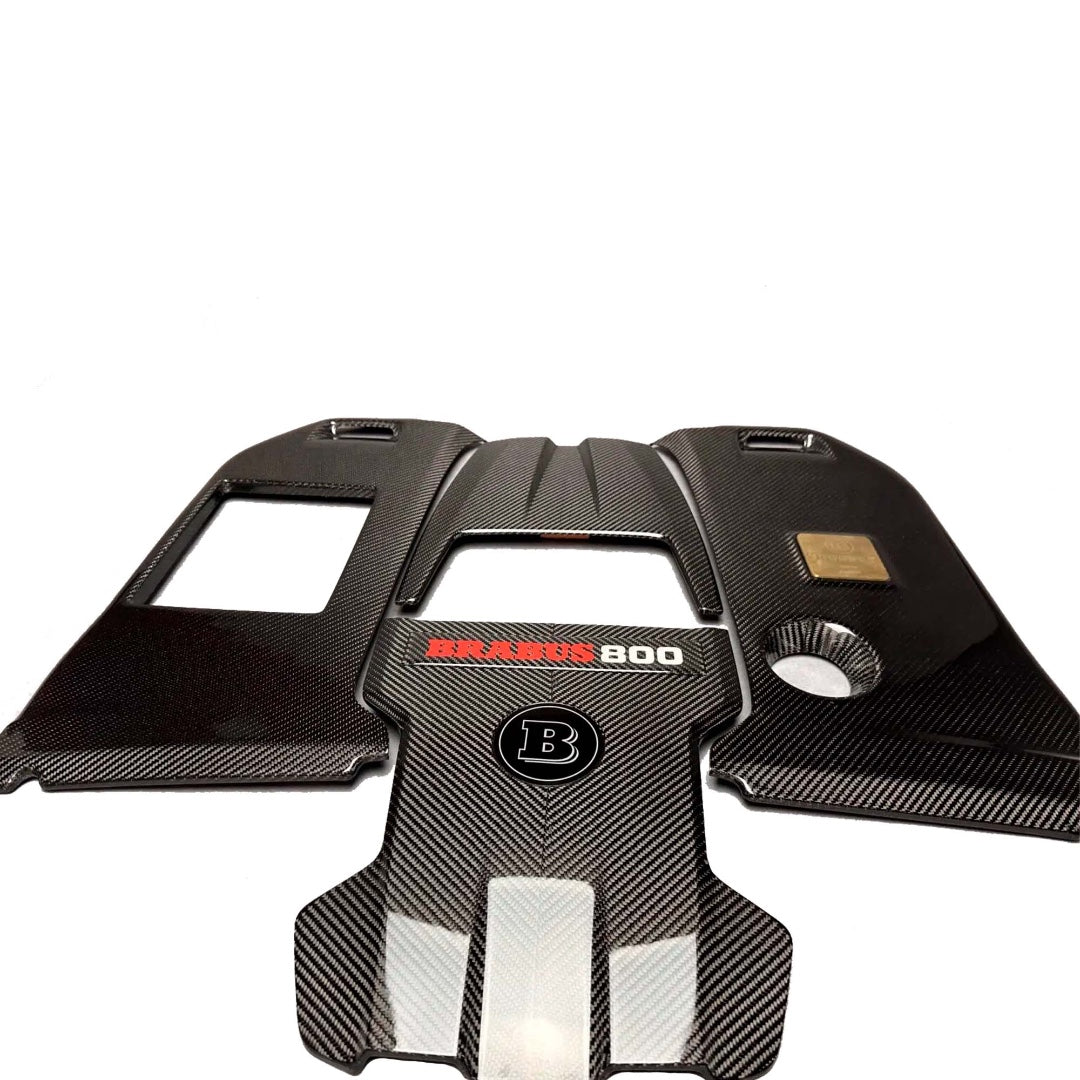 Carbon fiber Brabus 800 engine cover with badges set for AMG Mercedes-Benz W463A W464 G-Wagon G63 G-Class - Custom Class