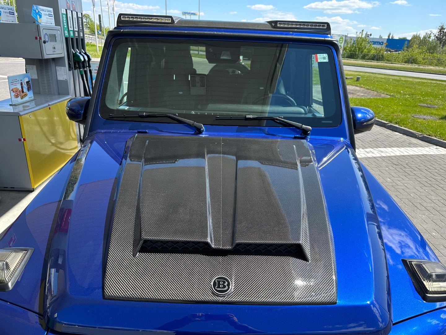 Carbon Brabus hood scoop cover + badge and backside grill for Mercedes Benz W463A G-Class G-Wagon - Custom Class
