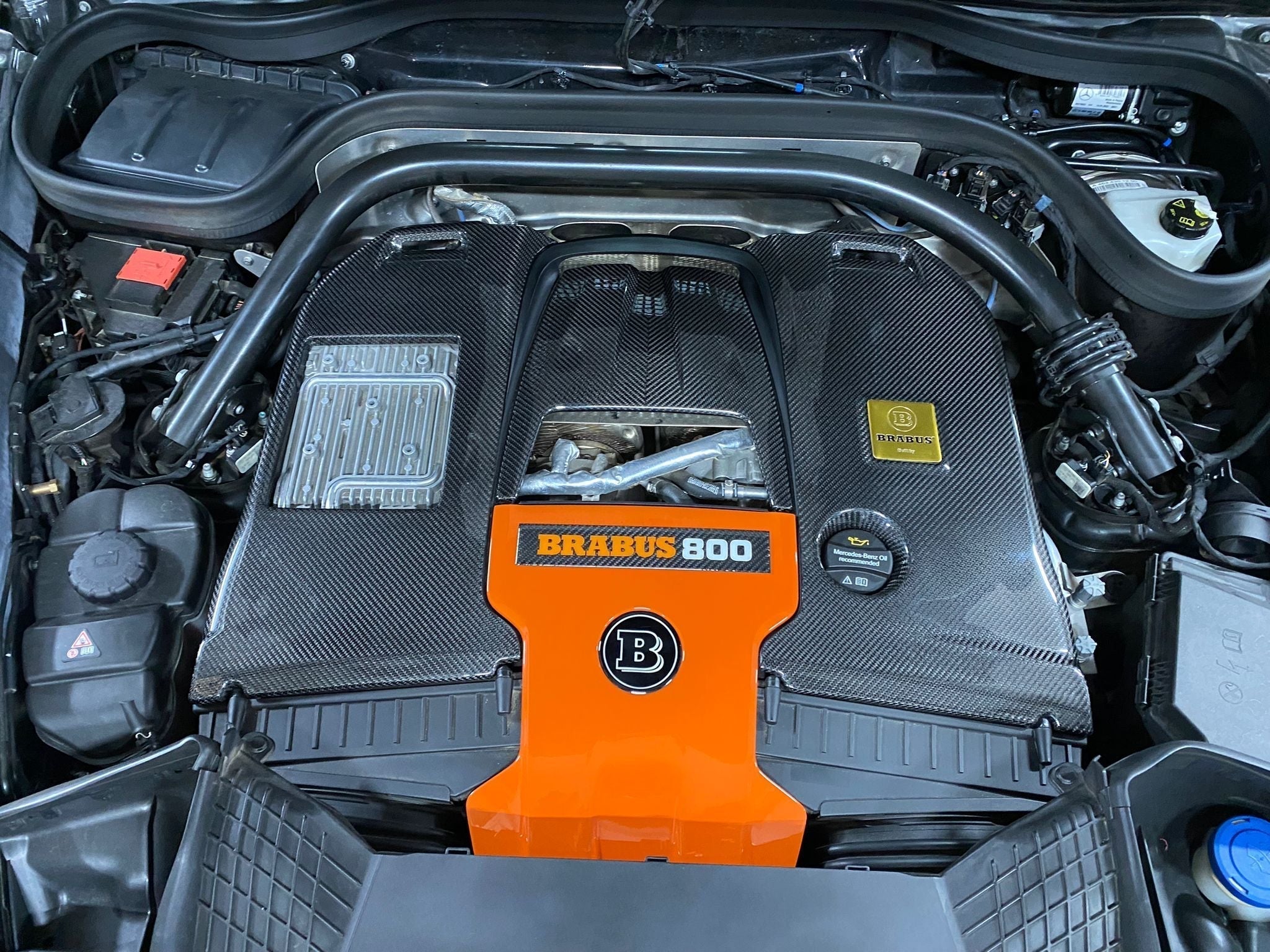 Carbon Fiber Brabus orange Engine cover for Mercedes Amg G-Class W464 W463a - Custom Class