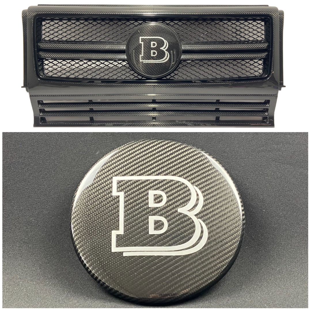 Carbon fiber front grille grey badge emblem logo Brabus for Mercedes-Benz G-Wagon G-Class W463 - Custom Class