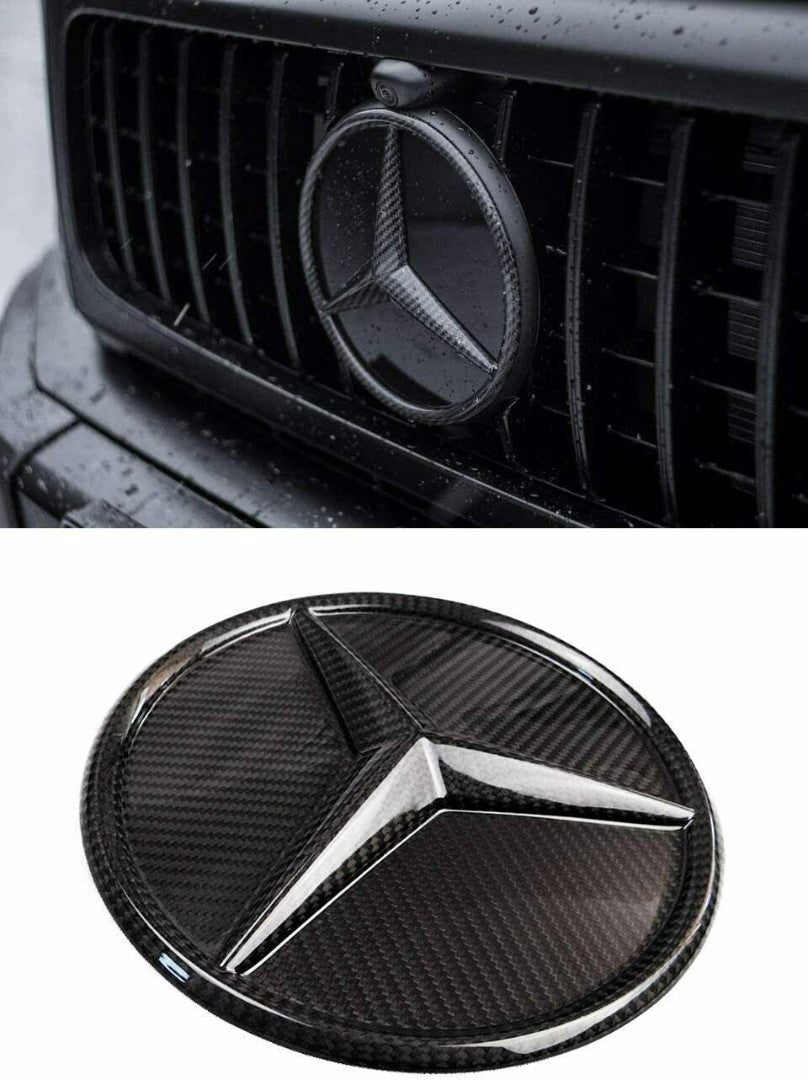 Carbon fiber front grille star style solid badge logo emblem for Mercedes-Benz W463 G-Class G-Wagon - Custom Class