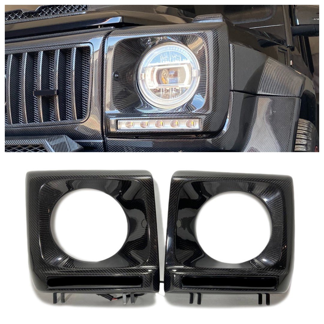 Carbon front headlight covers 2 pcs set for Mercedes-Benz W463 G-Wagon - Custom Class