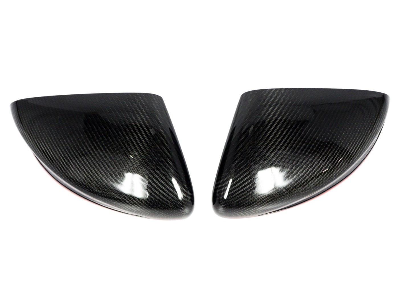 Carbon Mirror Covers with Red Stripe for Mercedes-Benz G-Class W463A, high-gloss or matte finish, installs over factory mirrors for a premium custom look.