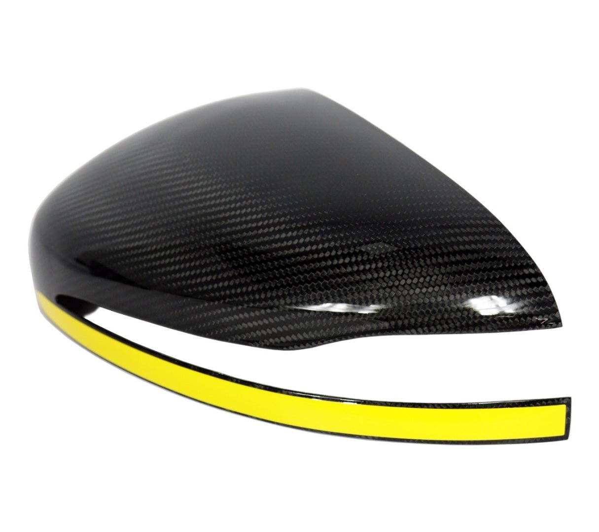 Carbon Mirror Covers with Yellow Stripe for Mercedes-Benz G-Class W463A W464 G63 from Custom Class, featuring genuine carbon fiber and a UV-resistant coating.