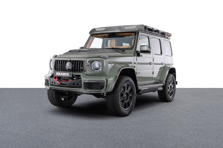 Brabus 800 Stealth Green 4x4 Squared conversion kit for Mercedes-Benz W463A G-Wagon by Custom Class, featuring premium carbon fiber and Brabus components.