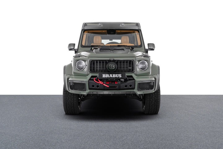 Brabus 800 Stealth Green 4x4 Squared conversion kit for Mercedes-Benz W463A G-Wagon by Custom Class, featuring premium carbon fiber and Brabus components.