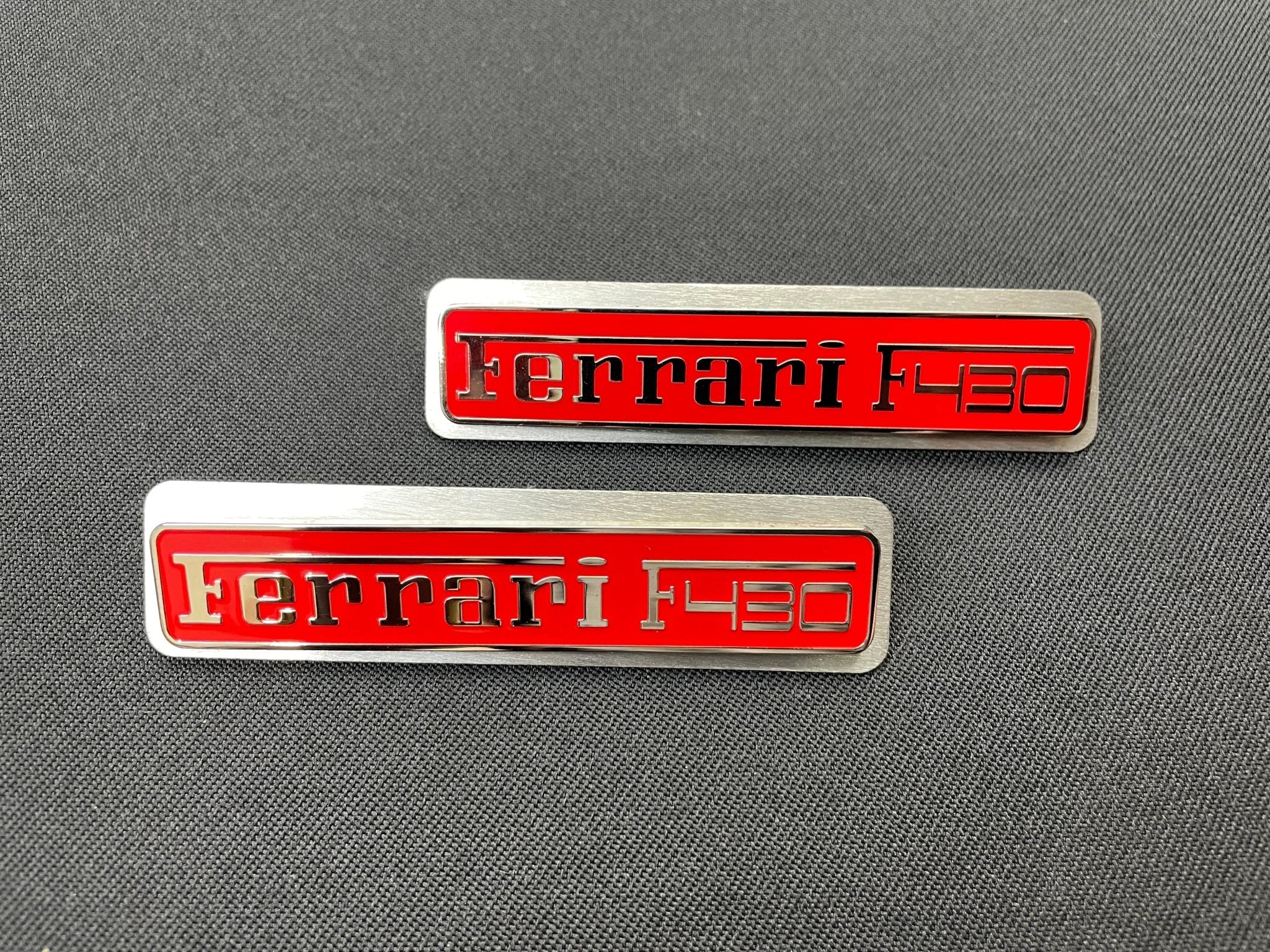 Ferrari F430 Floor Mats Interior Red Insertion Badges Emblems Metal Chrome Polished qualitative 2 pcs Set - Custom Class