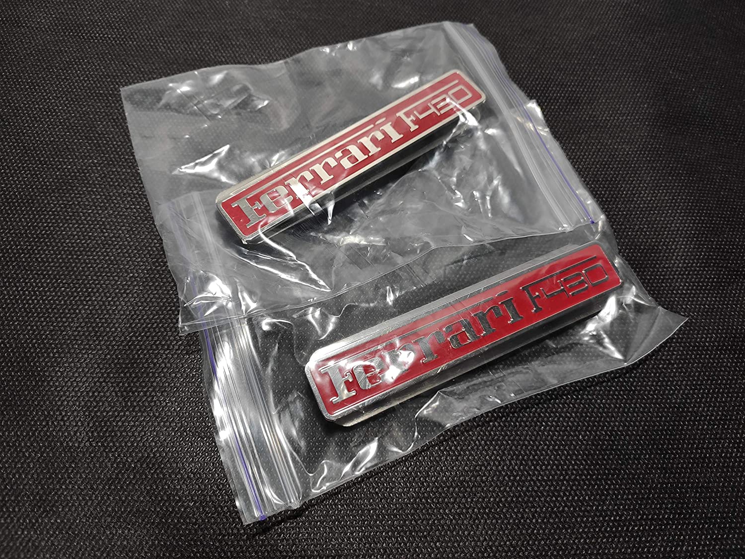 Ferrari F430 Floor Mats Interior Red Insertion Badges Emblems Metal Chrome Polished qualitative 2 pcs Set - Custom Class