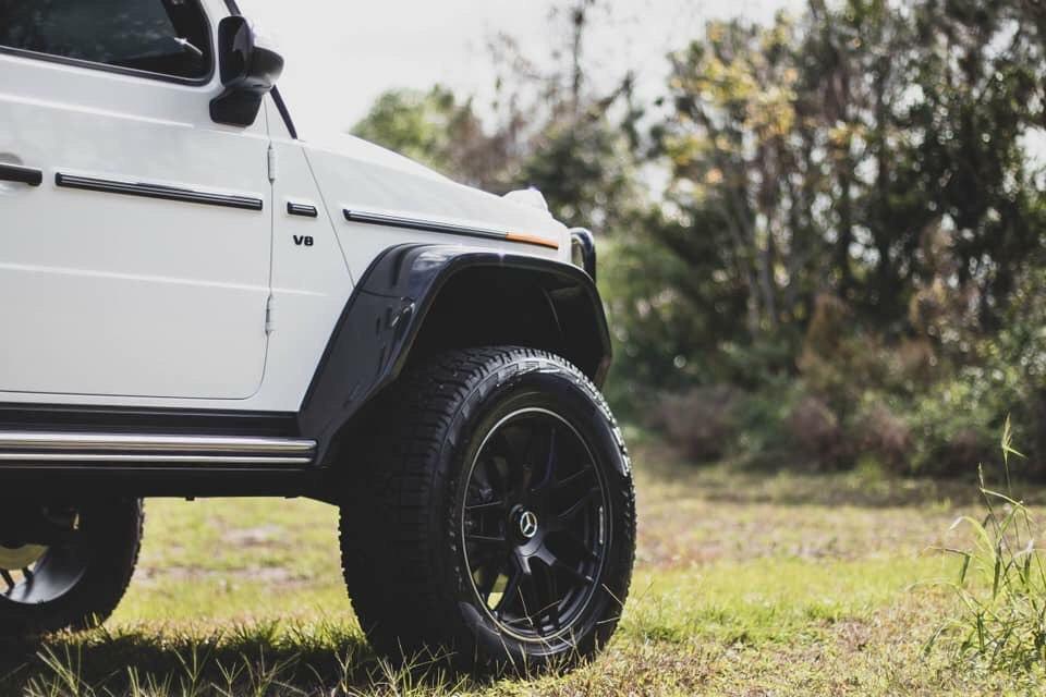 Fiberglass fender flares, 4-piece set for Mercedes-Benz W463A 4x4 G-Wagon from Custom Class, designed for rugged and off-road styling.