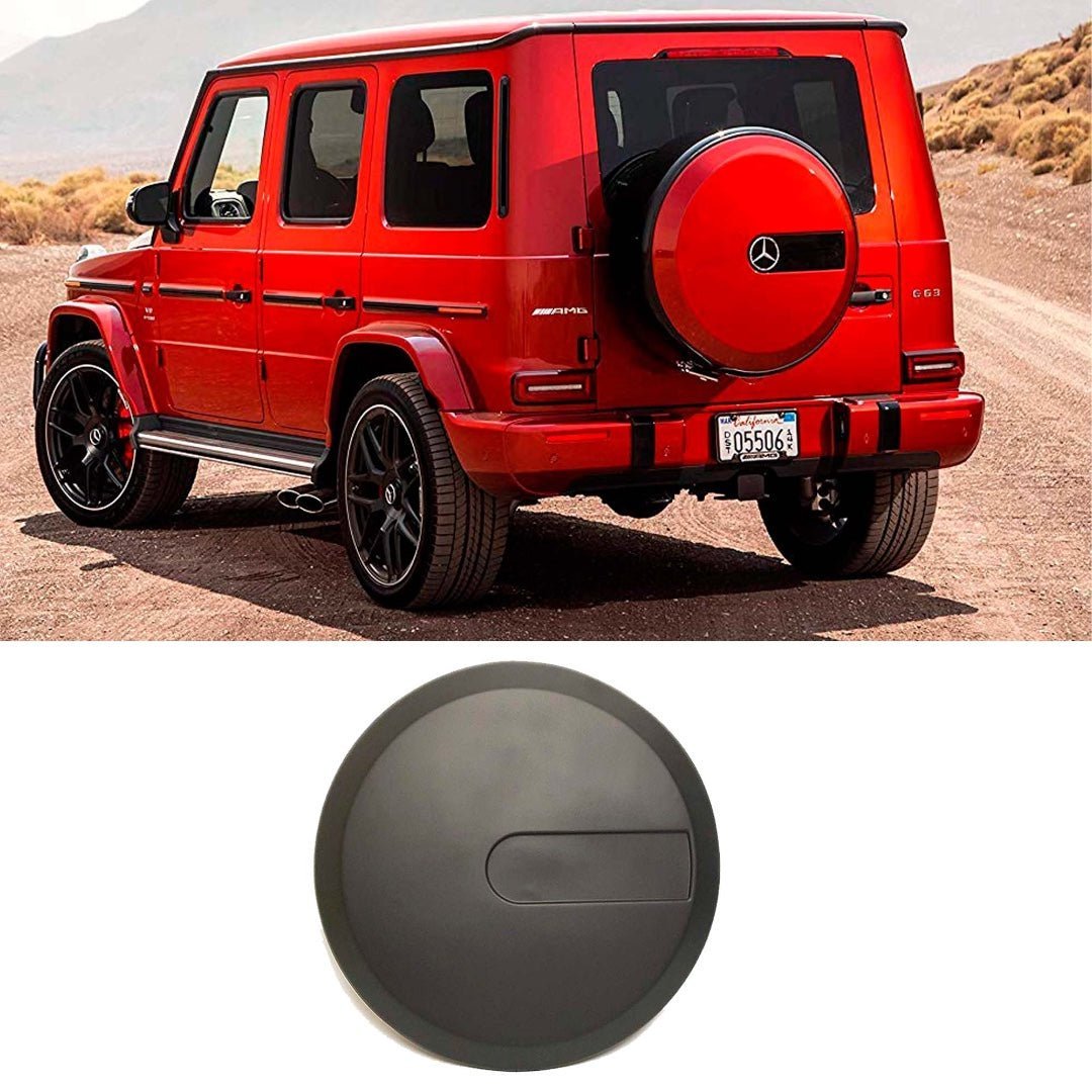 Fiberglass rear spare wheel cover plate for Mercedes-Benz W463, W463A, W464 G-Class G-Wagon from Custom Class, with multiple emblem options.