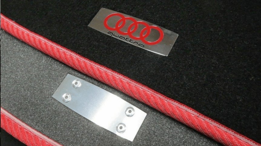 Floor mats emblems logos set 4 pcs audi rings with quattro for any models Audi - Custom Class