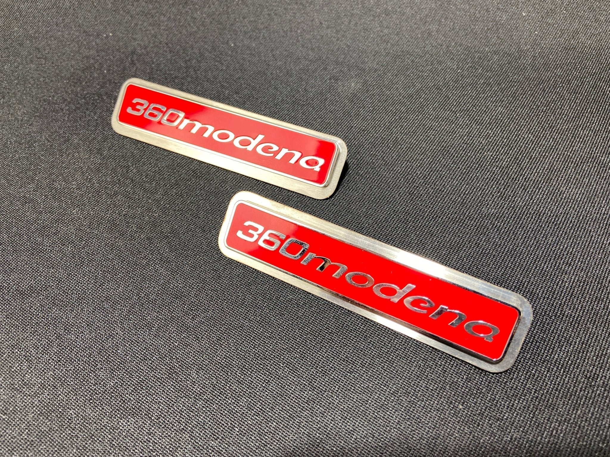 For Ferrari 360 Modena red Floor Mats Emblem Badge metal with chrome 2 pcs - Custom Class
