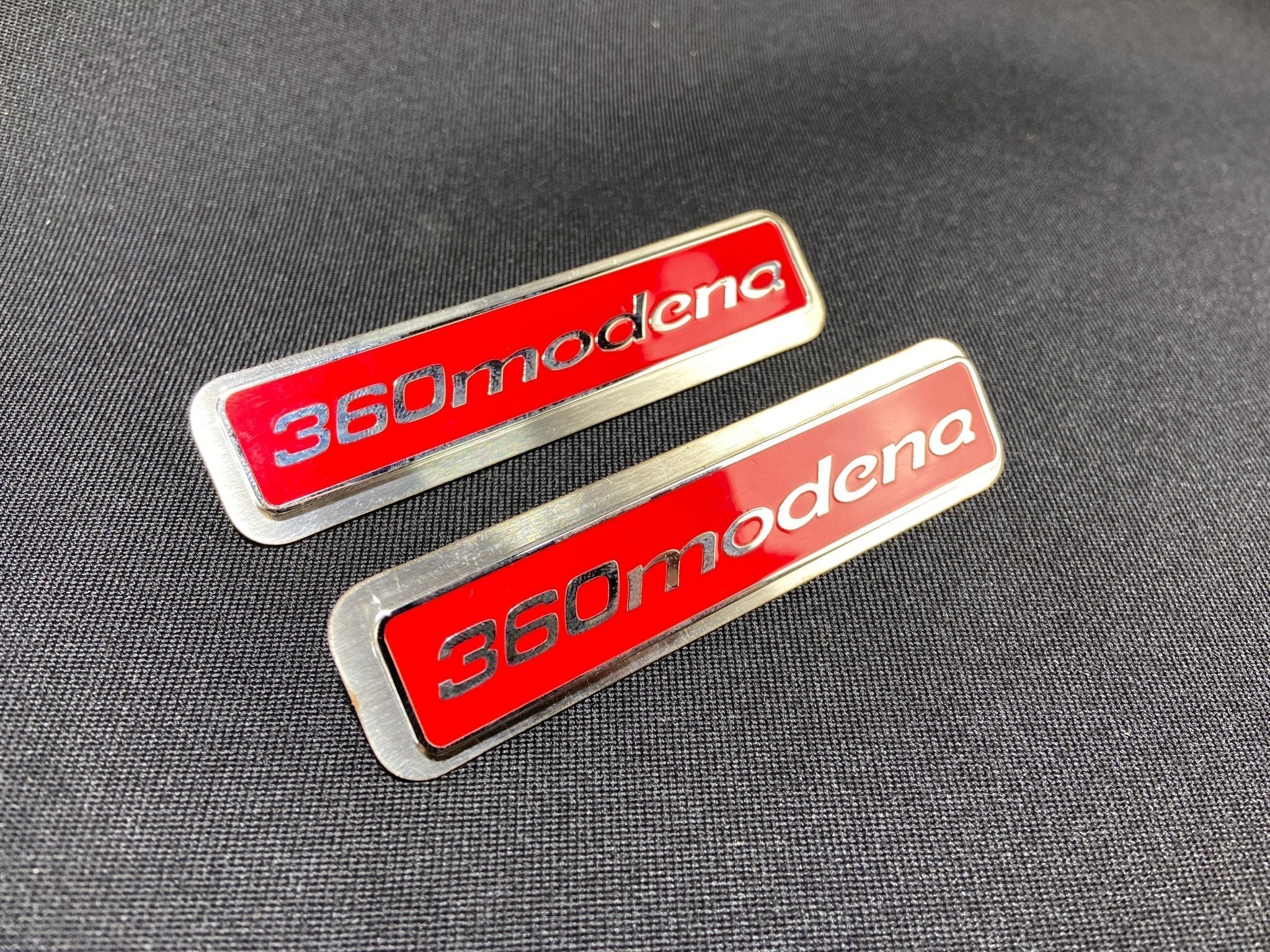 For Ferrari 360 Modena red Floor Mats Emblem Badge metal with chrome 2 pcs - Custom Class