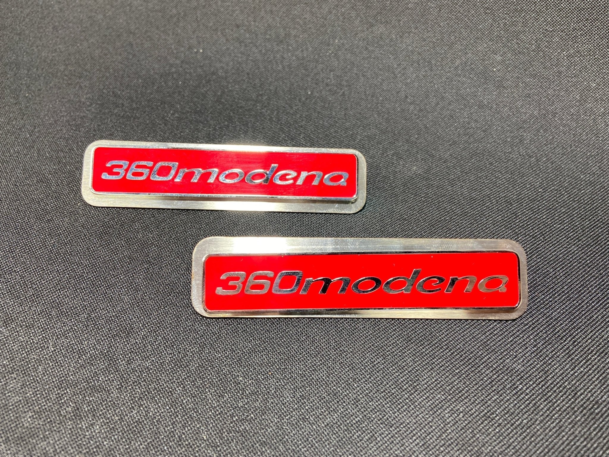 For Ferrari 360 Modena red Floor Mats Emblem Badge metal with chrome 2 pcs - Custom Class