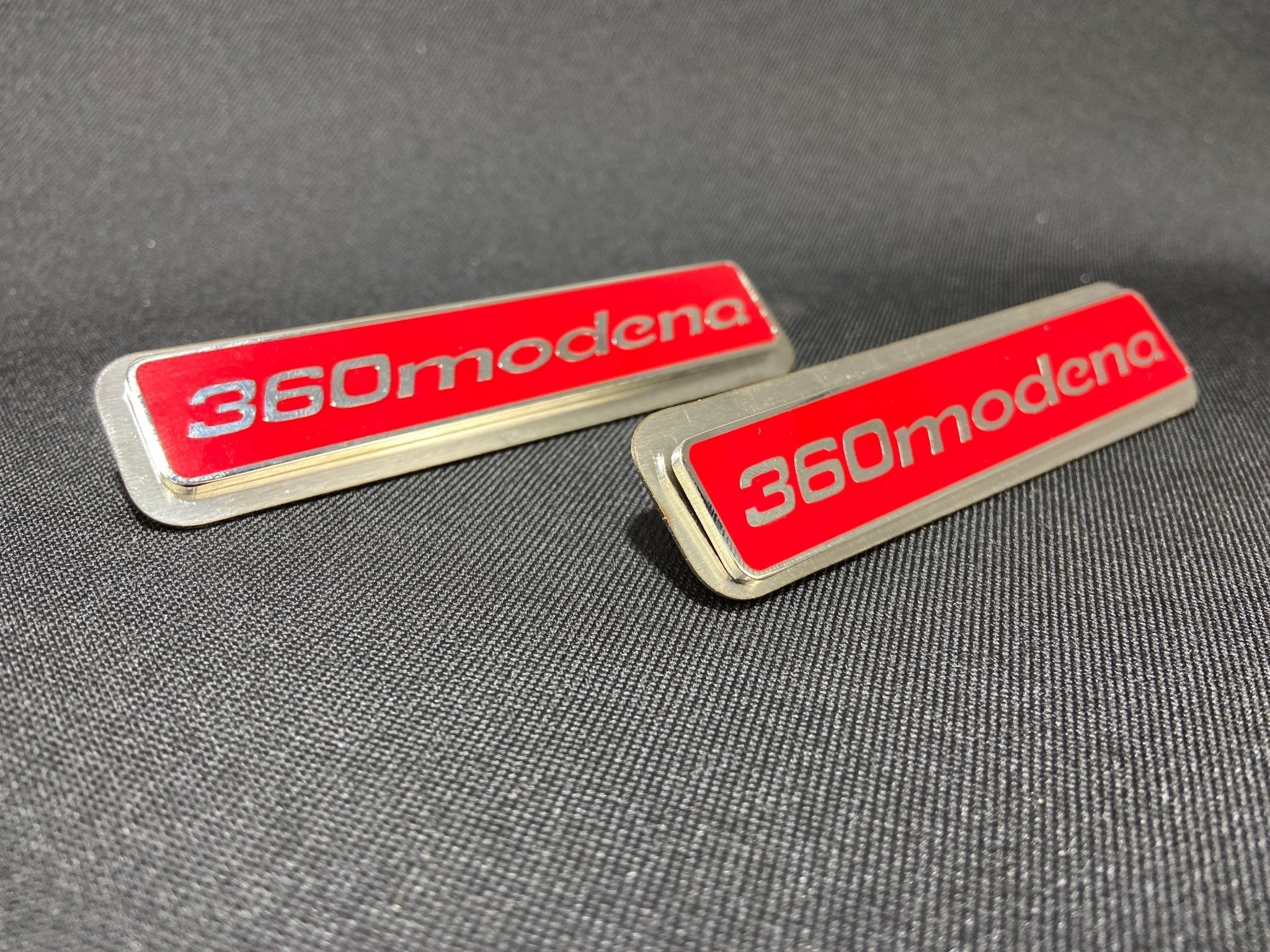 For Ferrari 360 Modena red Floor Mats Emblem Badge metal with chrome 2 pcs - Custom Class