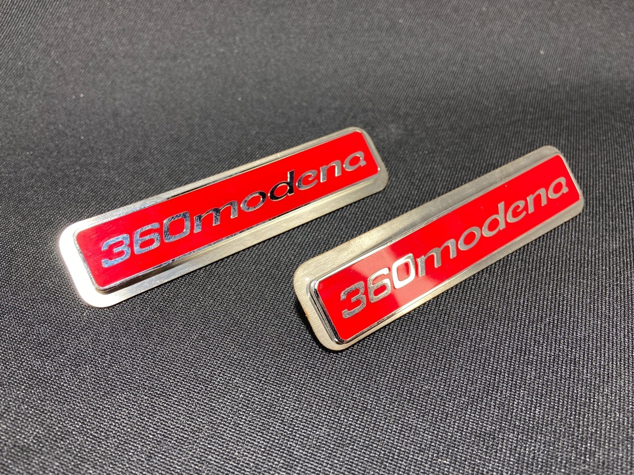 For Ferrari 360 Modena red Floor Mats Emblem Badge metal with chrome 2 pcs - Custom Class