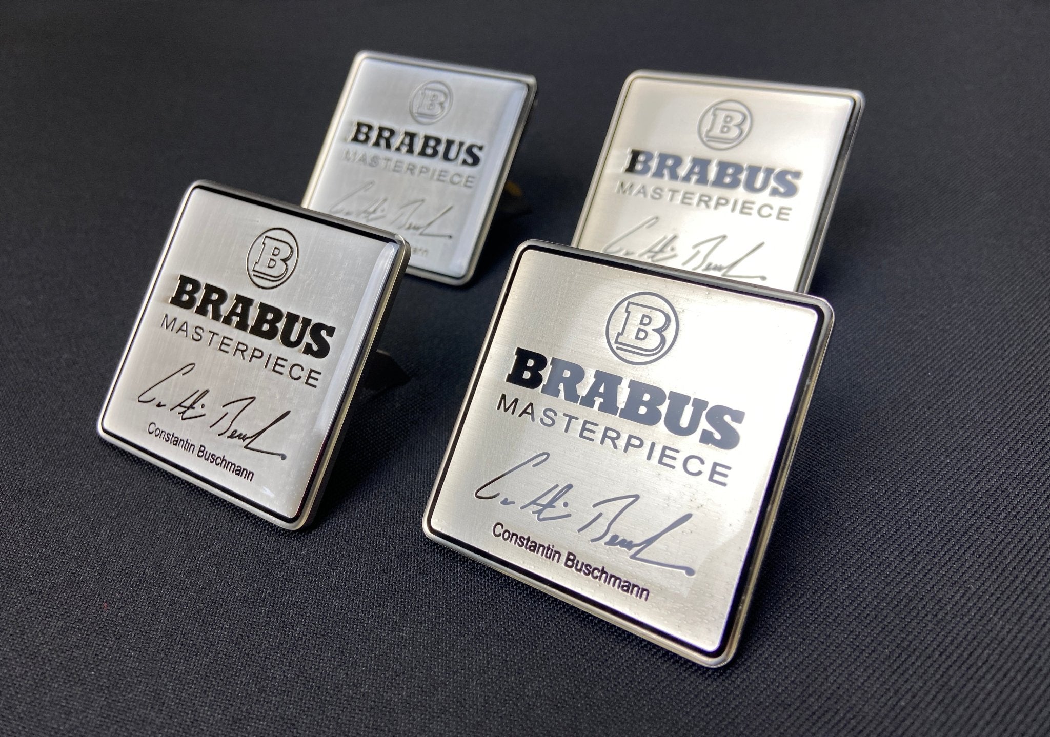 Mercedes Brabus Masterpiece Metal Silver Seats Emblem Badge Logo set - Custom Class
