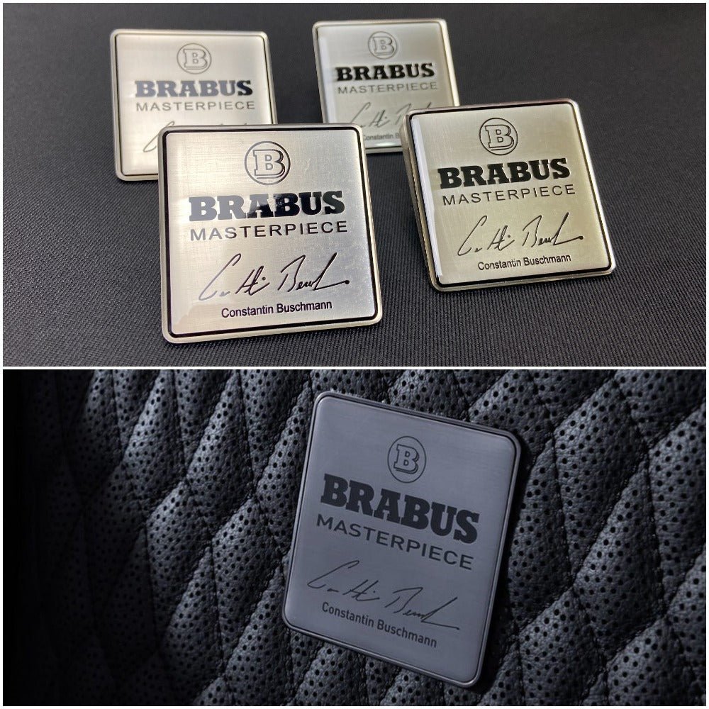 Mercedes Brabus Masterpiece Metal Silver Seats Emblem Badge Logo set - Custom Class