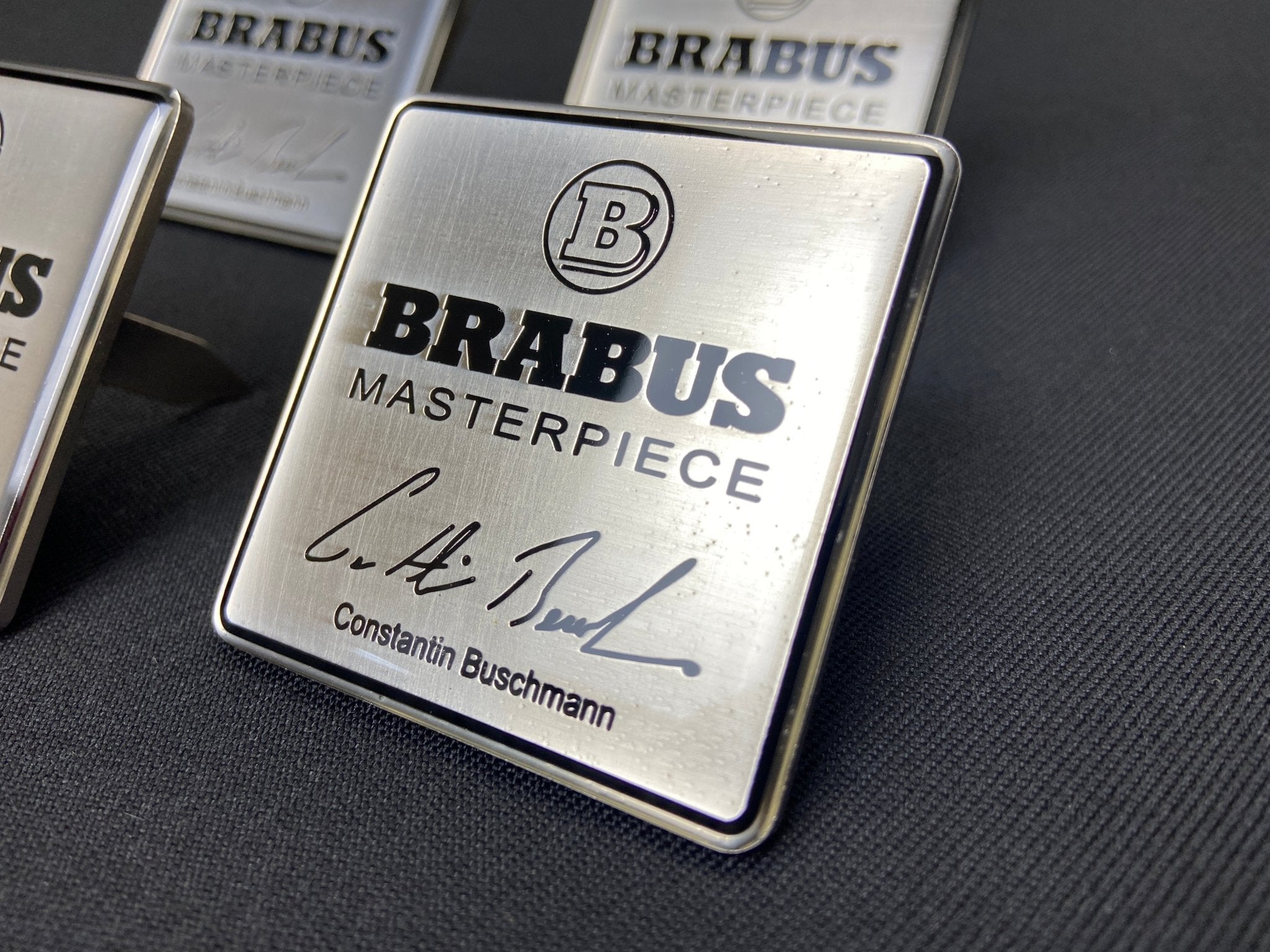 Mercedes Brabus Masterpiece Metal Silver Seats Emblem Badge Logo set - Custom Class