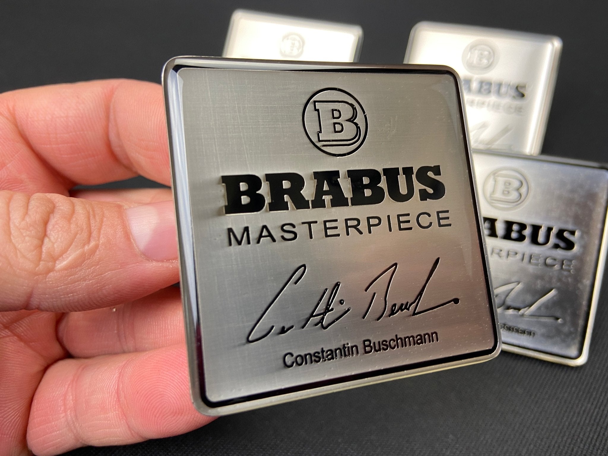 Mercedes Brabus Masterpiece Metal Silver Seats Emblem Badge Logo set - Custom Class