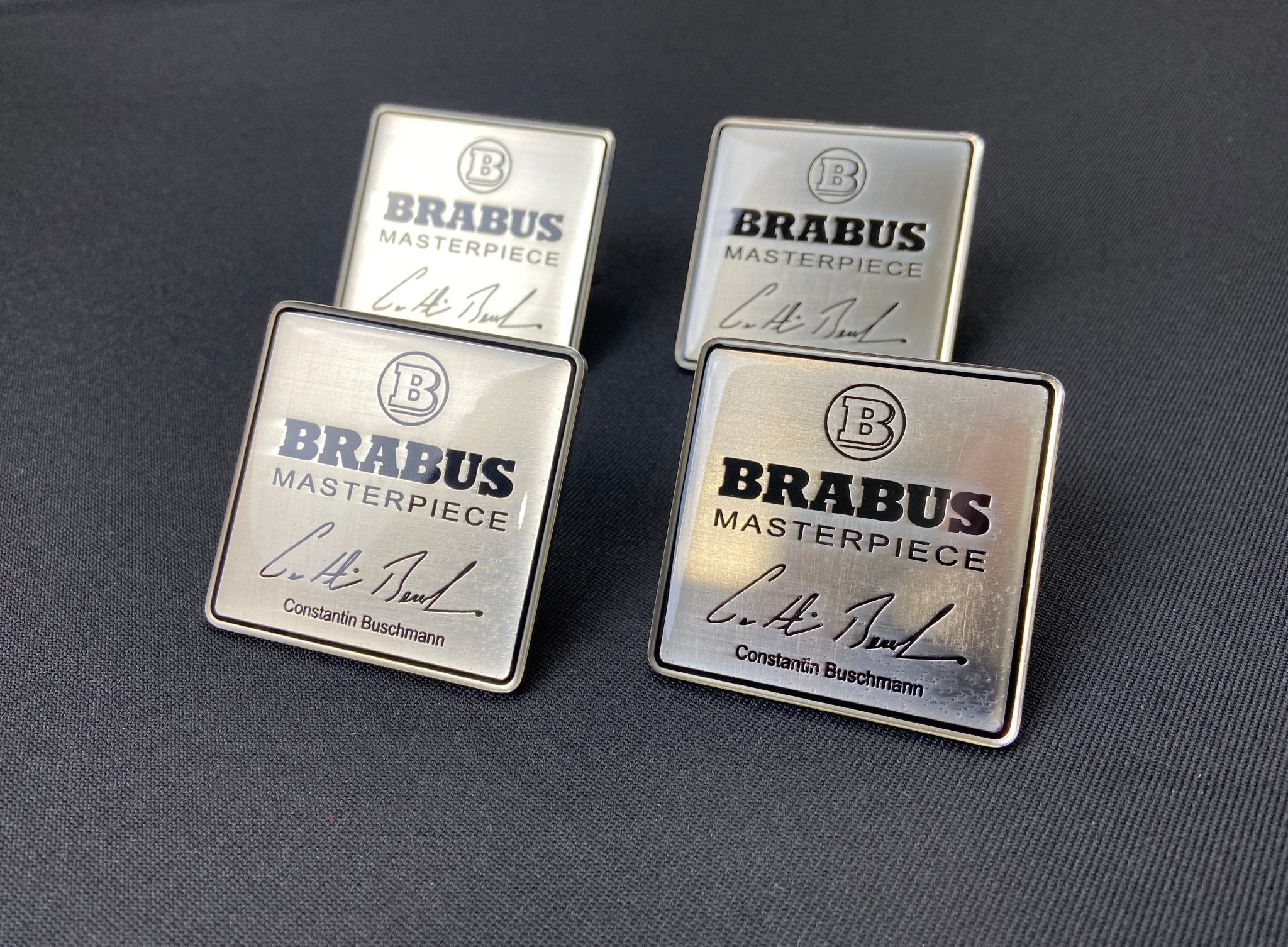 Mercedes Brabus Masterpiece Metal Silver Seats Emblem Badge Logo set - Custom Class