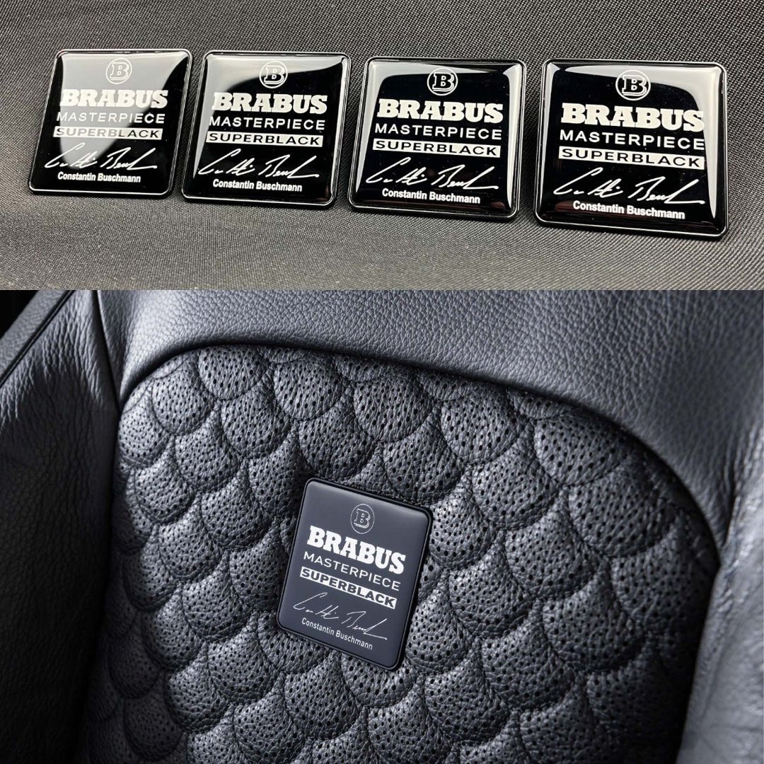 Brabus Masterpiece Superblack Metal Seats Emblem Badge Logo set for Mercedes - Custom Class
